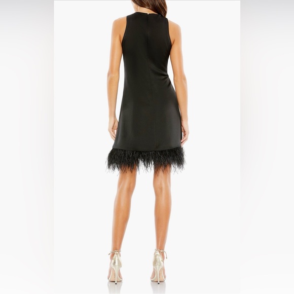 Mac Duggal Black Feather Hem Dress Sz 12 NWT - Picture 2 of 8